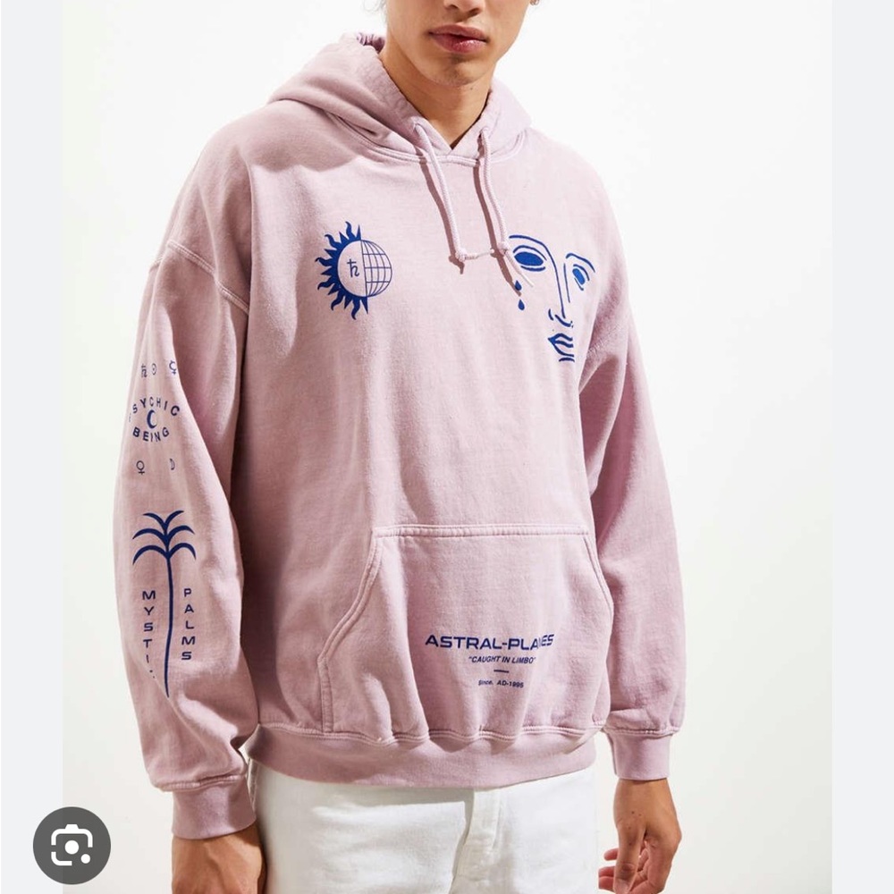 Women’s Pink Urban Outfitters Physics Pigment Dye Hoodie Sweater Size Medium